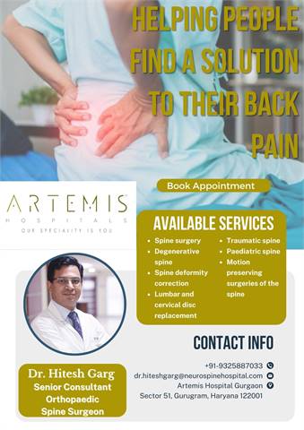 Dr. Hitesh Garg spine surgeon Artemis Gurgaon